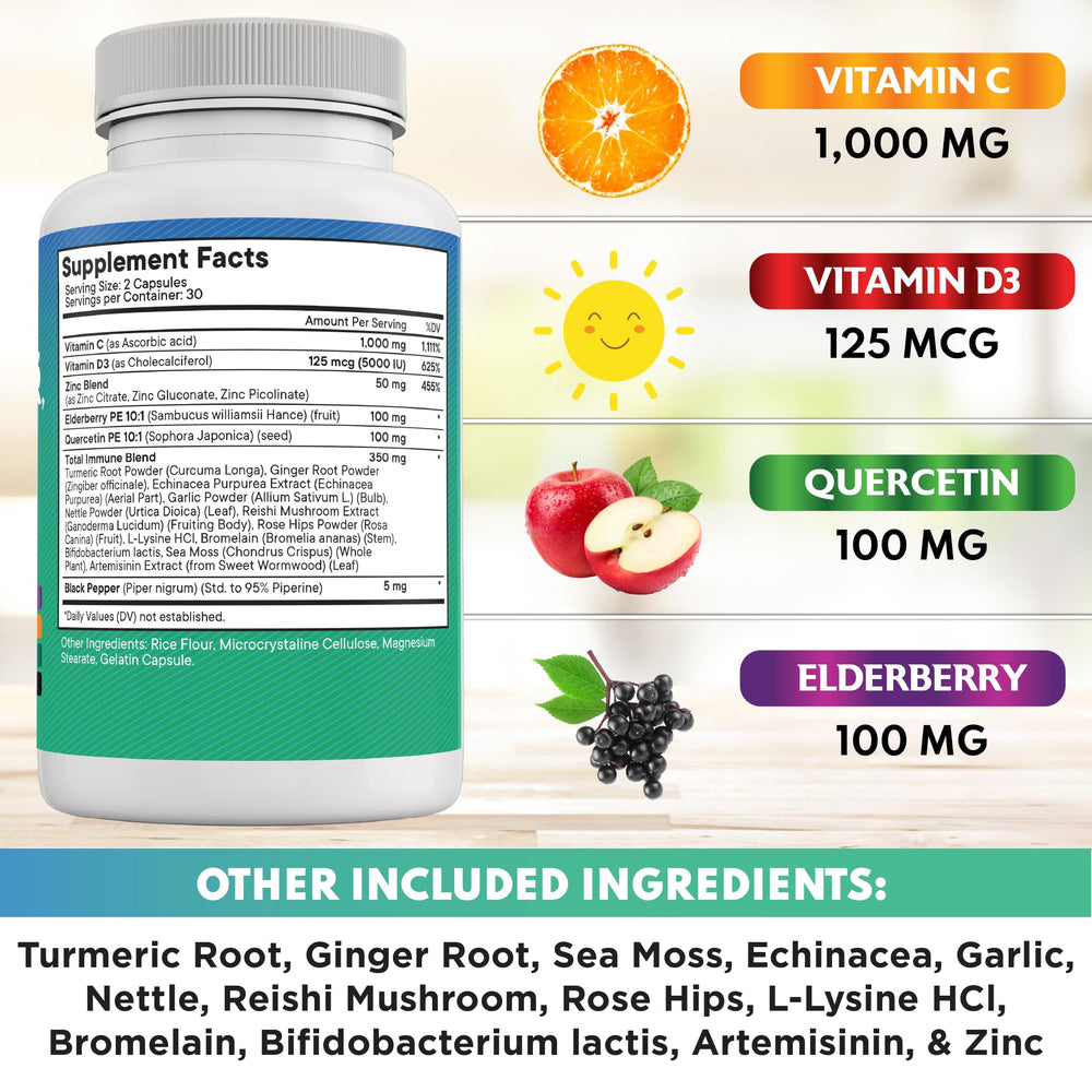 New Age Quercetin Zinc Vitamin C capsules for convenient daily intake.