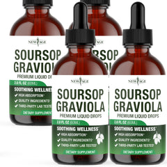 NEW AGE Soursop Drops bottle front showing rich fruit flavor for daily immune support