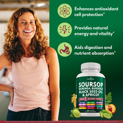 NEW AGE Soursop Sea Moss blend image highlights sea greens for holistic support.