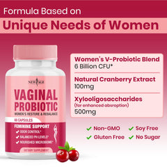 NEW AGE Vaginal Probiotics with prebiotic xylooligosaccharide promotes probiotic activity.
