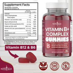 New Age Vitamin B Complex Gummies bottle open reveals chewy berry gummies