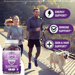 NEW AGE Vitamin C and zinc gummies packaging emphasizes 3-in-1 daily nutrients.