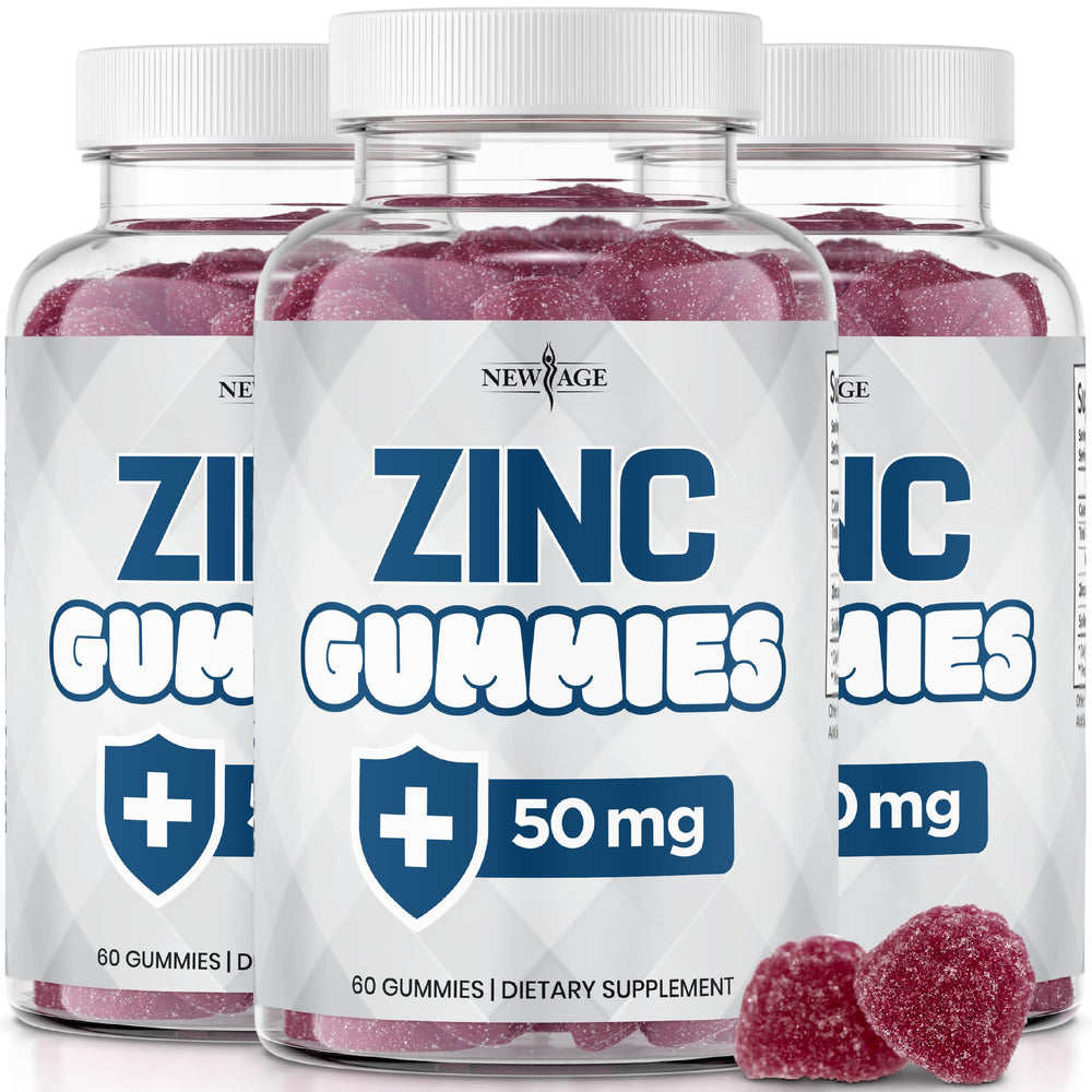 New Age Zinc Gummies bottle front view for convenient daily immune support.