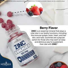 NEW AGE Zinc Gummies close-up shows natural color and texture.