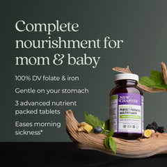 New Chapter Advanced Perfect Prenatal fermented iron shown for constipation-free iron.