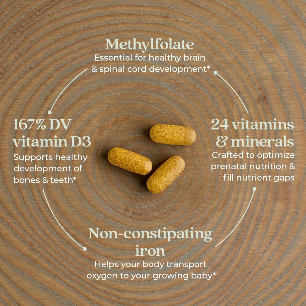 New Chapter Advanced Perfect Prenatal methylfolate supports baby's brain development.