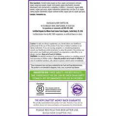Three-tablet daily regimen for New Chapter Advanced Perfect Prenatal, flexible with meals.