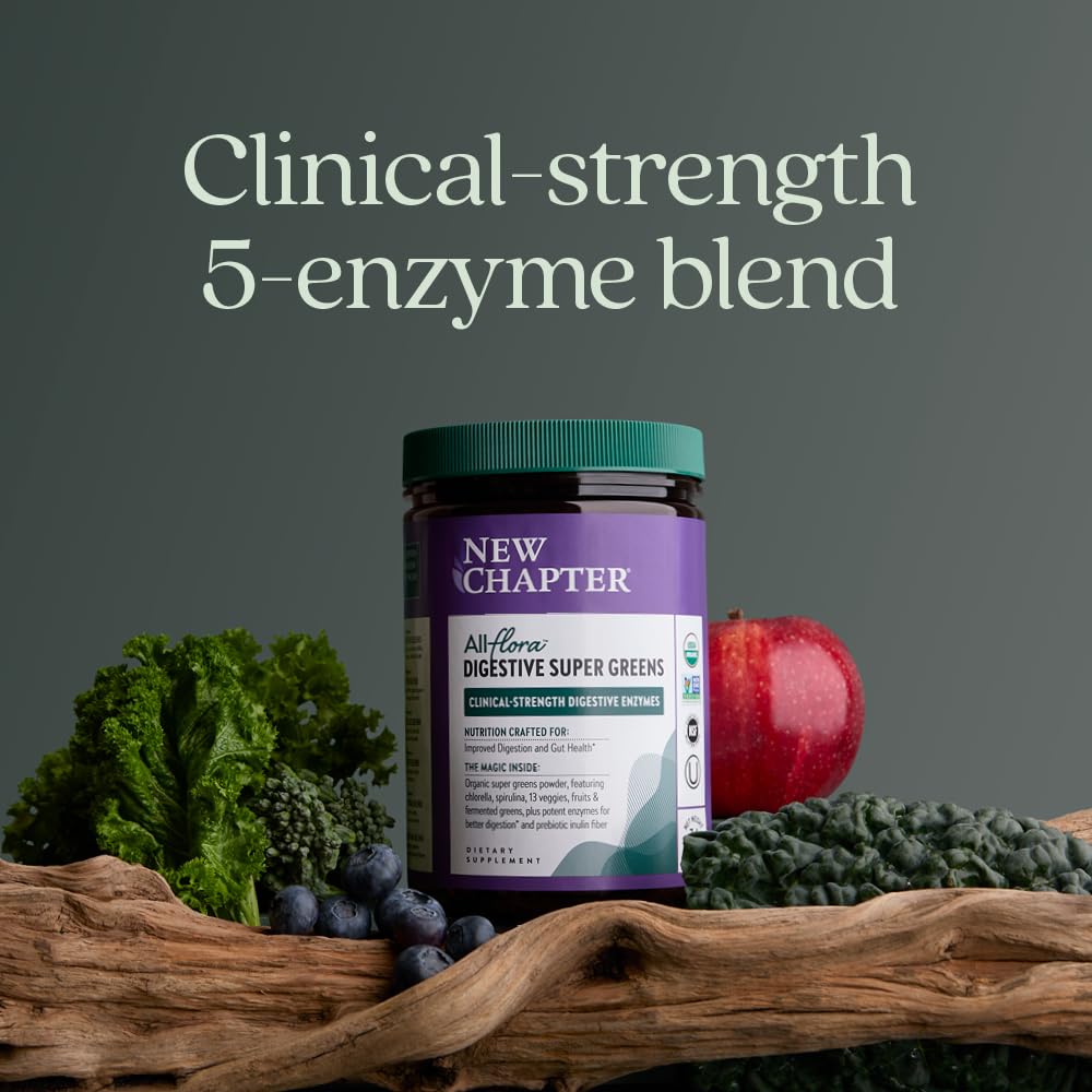 New Chapter All-Flora Digestive Super Greens scoop illustrates simple daily use.