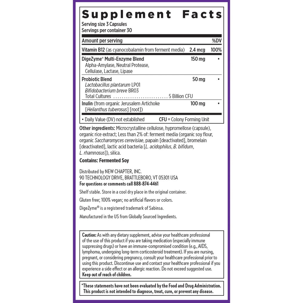 Organic inulin prebiotic in New Chapter All-Flora Enzyme Complex