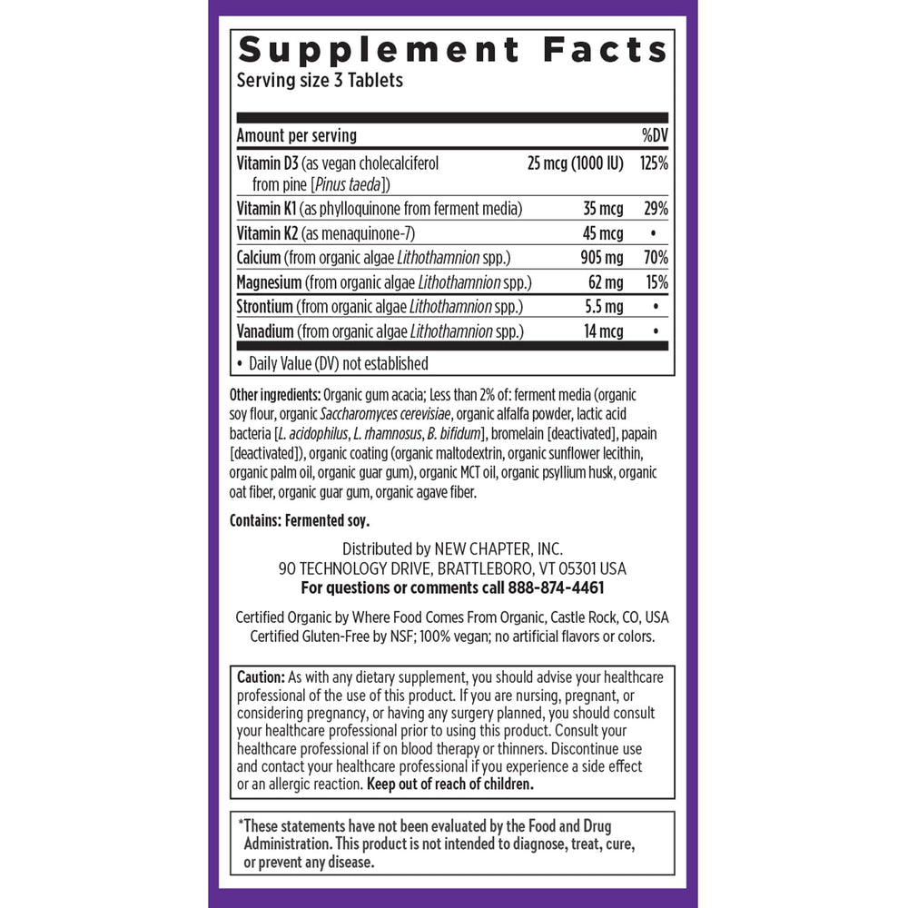 New Chapter organic plant calcium in a health-forward, vegetarian, and kosher-certified formula