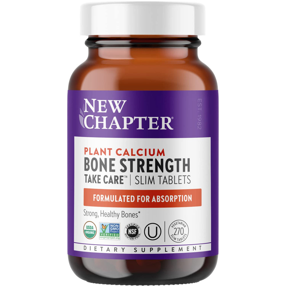 New Chapter calcium slim tablets pack offers organic bone support in a vegan formula