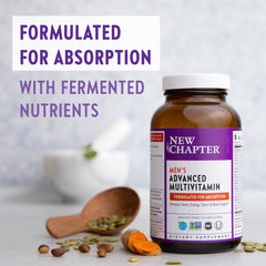 New Chapter Every Man fermentation process graphic illustrating cultured nutrients