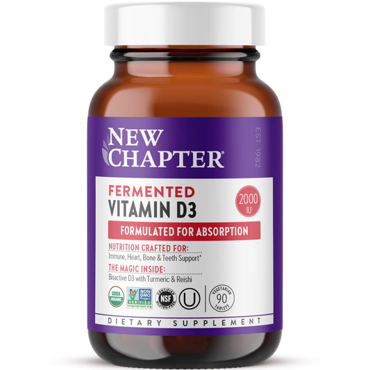 New Chapter fermented Vitamin D3 2000 IU bottle ready for daily immune and bone support.