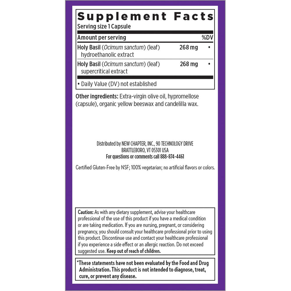 New Chapter Holy Basil Force immune support symbol for busy days.