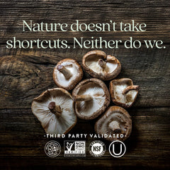 New Chapter Identity Assured tech seal on packaging reinforces trusted mushroom strains.