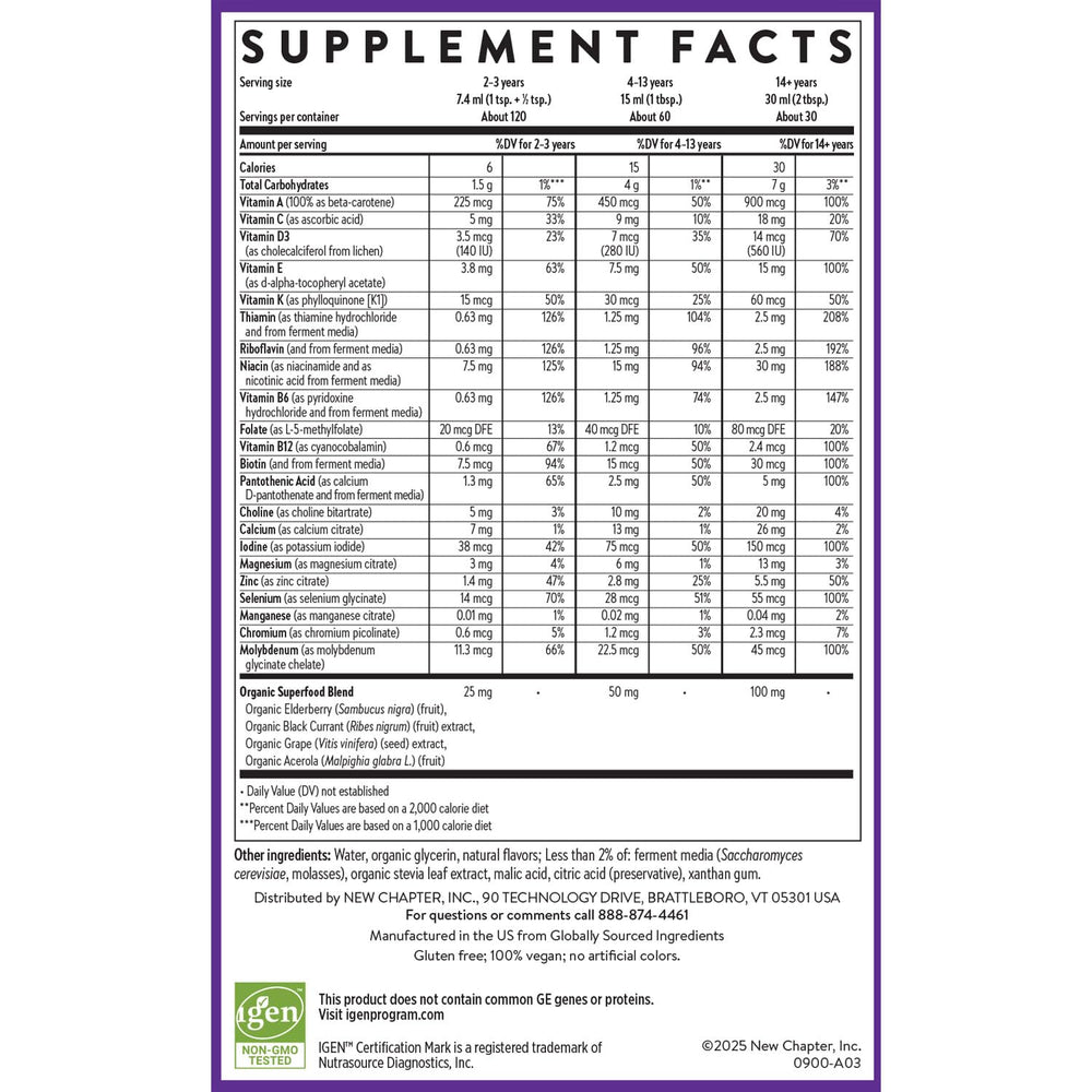 New Chapter kid-friendly dose option shown for children 2+