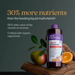 New Chapter orange mango label close-up with ingredients and benefits