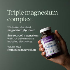 New Chapter Magnesium Complex tablets close-up highlighting compact, easy-to-swallow form