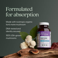 New Chapter organic Lion’s Mane mushrooms highlighting cognitive support