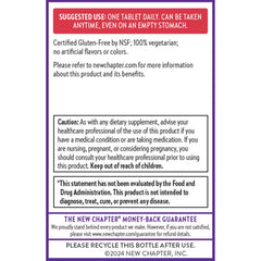 New Chapter packaging and ingredient panel highlighting whole-food ingredients.