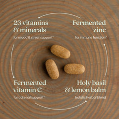 New Chapter Perfect Calm capsules closeup highlights gentle digestion and routine use.