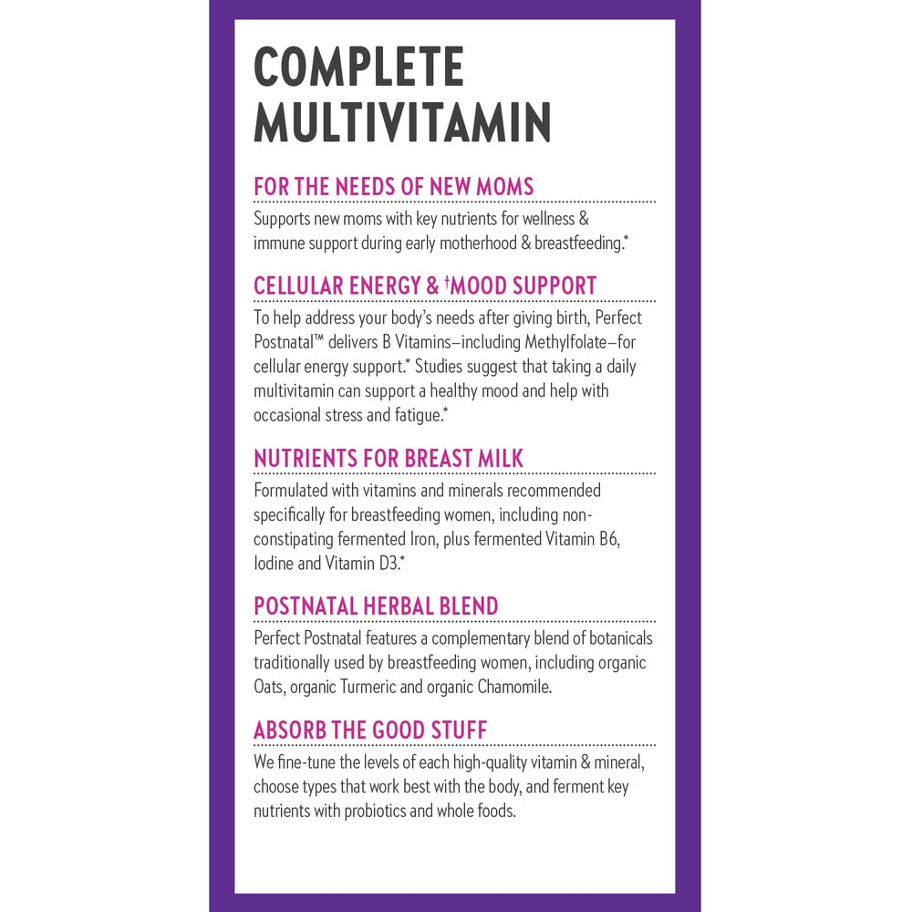 New Chapter Perfect Postnatal lactation support helps nursing moms