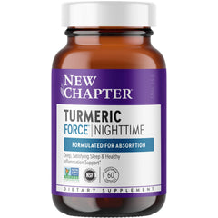 New Chapter Turmeric Force Nighttime bottle front for non-drowsy sleep support