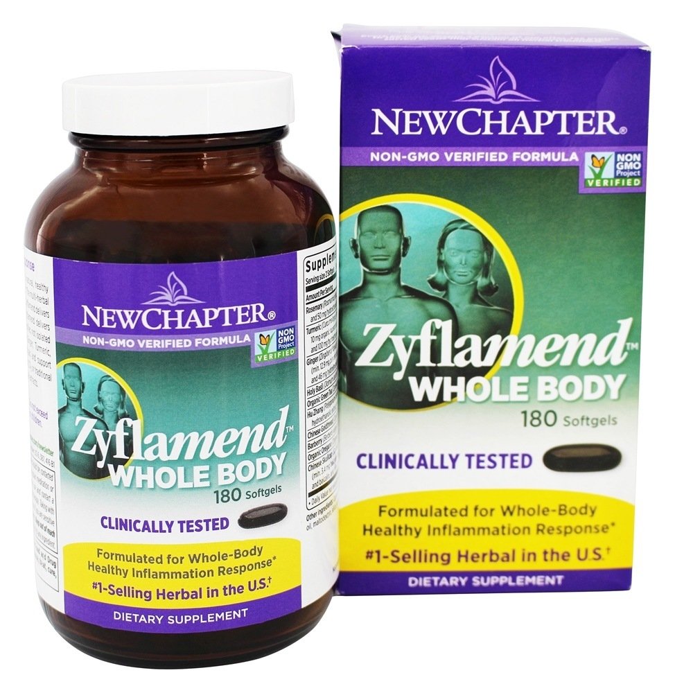 New Chapter Zyflamend softgels capsule closeup highlights non-GMO vegetarian capsule