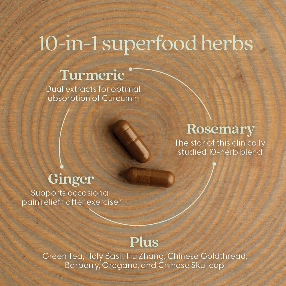 New Chapter Zyflamend turmeric-ginger-green-tea herbs highlight anti-inflammatory flavors.