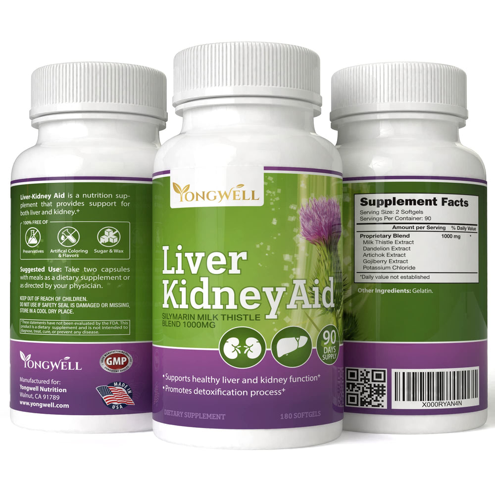 New Green Nutrition Liver Kidney Aid pouring to illustrate easy daily use.