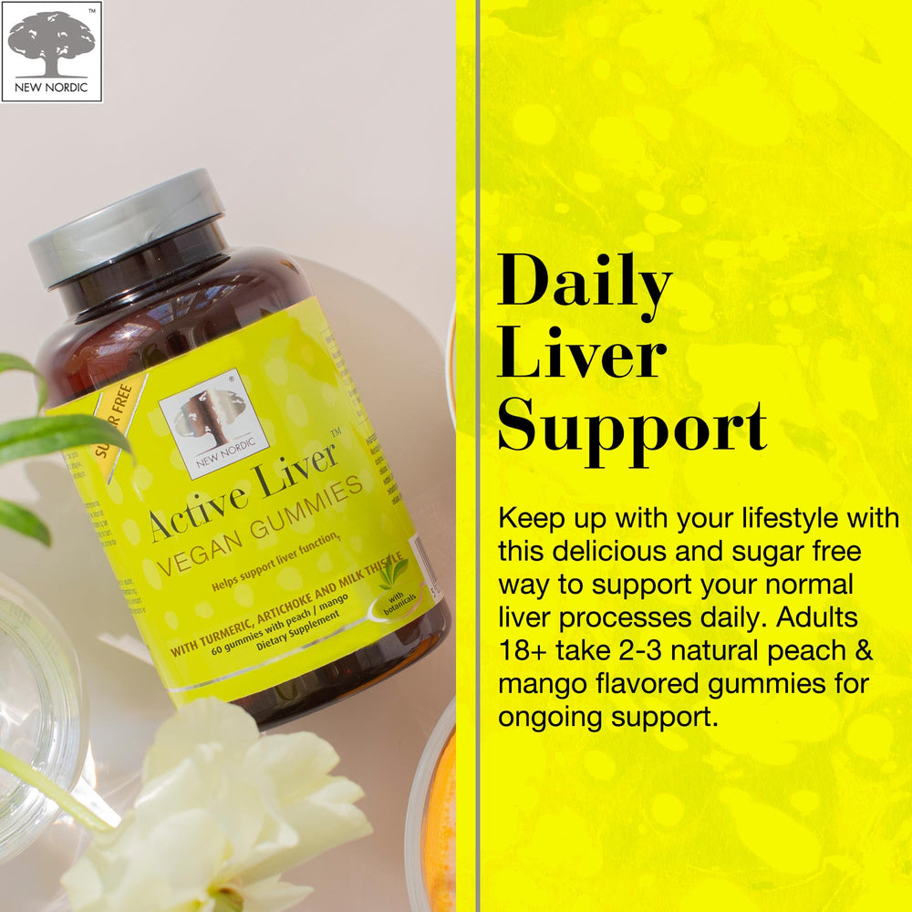 Ingredients panel showing milk thistle, artichoke, and turmeric for daily support.