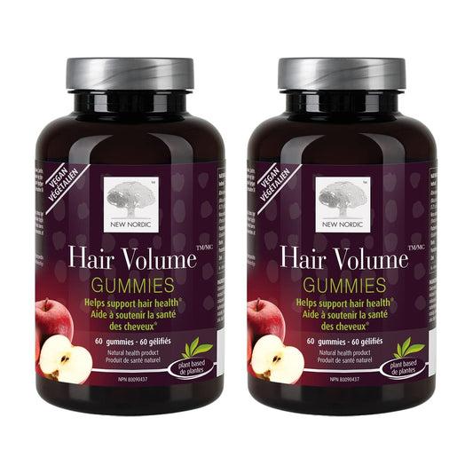 New Nordic Hair Volume Gummies apple-flavor bottle for daily vitality.