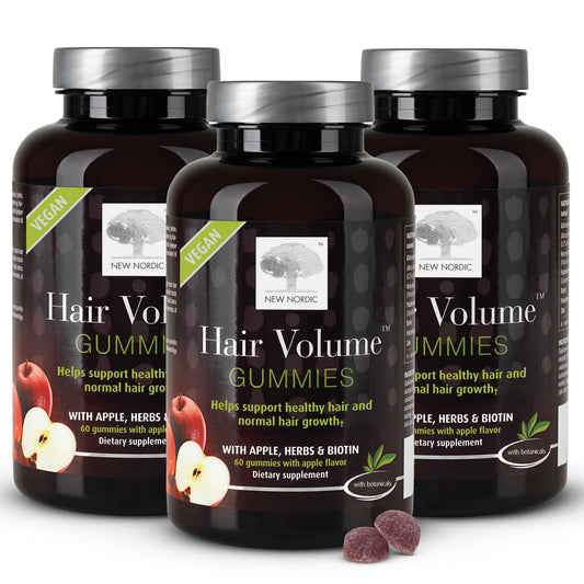 NEW NORDIC Hair Volume Gummies jar front view for daily hair support