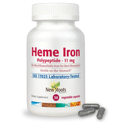 NEW ROOTS HERBAL heme iron capsule supports gentle iron absorption for daily energy