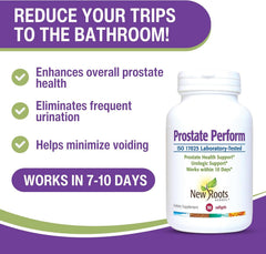 NEW ROOTS HERBAL Prostate Perform bottle pour showing easy daily use