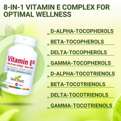 New Roots Herbal Vitamin E 400 IU label highlights full-spectrum tocopherols and tocotrienols