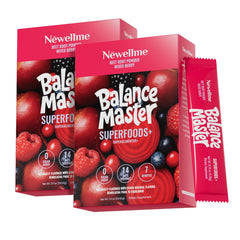 NEWELLME Balance Master stick-pack opening for on-the-go energy.