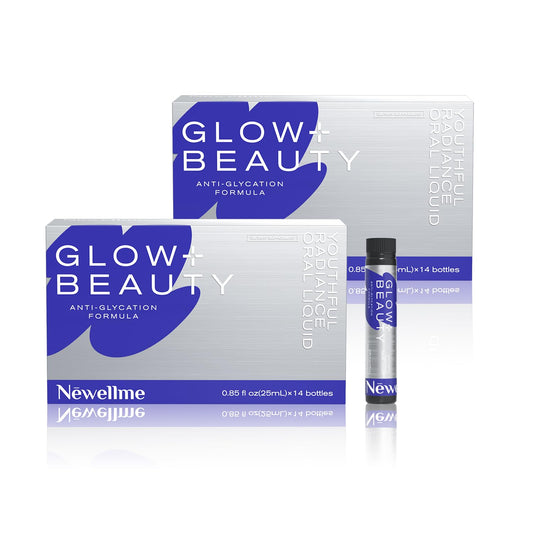 NEWELLME Glow+Beauty bottle pour for convenient daily hydration.