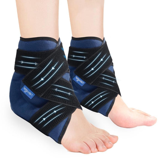 NEWGO ankle ice pack wrap front view for targeted cooling and comfort.
