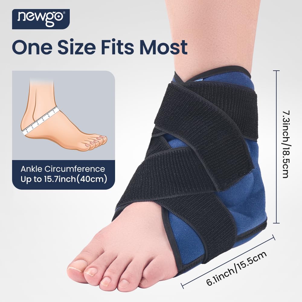 NEWGO ankle wrap contoured fit adapting to swelling for comfort.