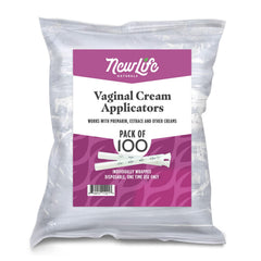 NewLife Naturals disposable vaginal applicator pack, individually wrapped for hygienic single-use convenience.