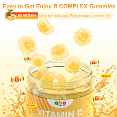 NEWOLITE B Complex gummies label highlights vegan and non-GMO formula.