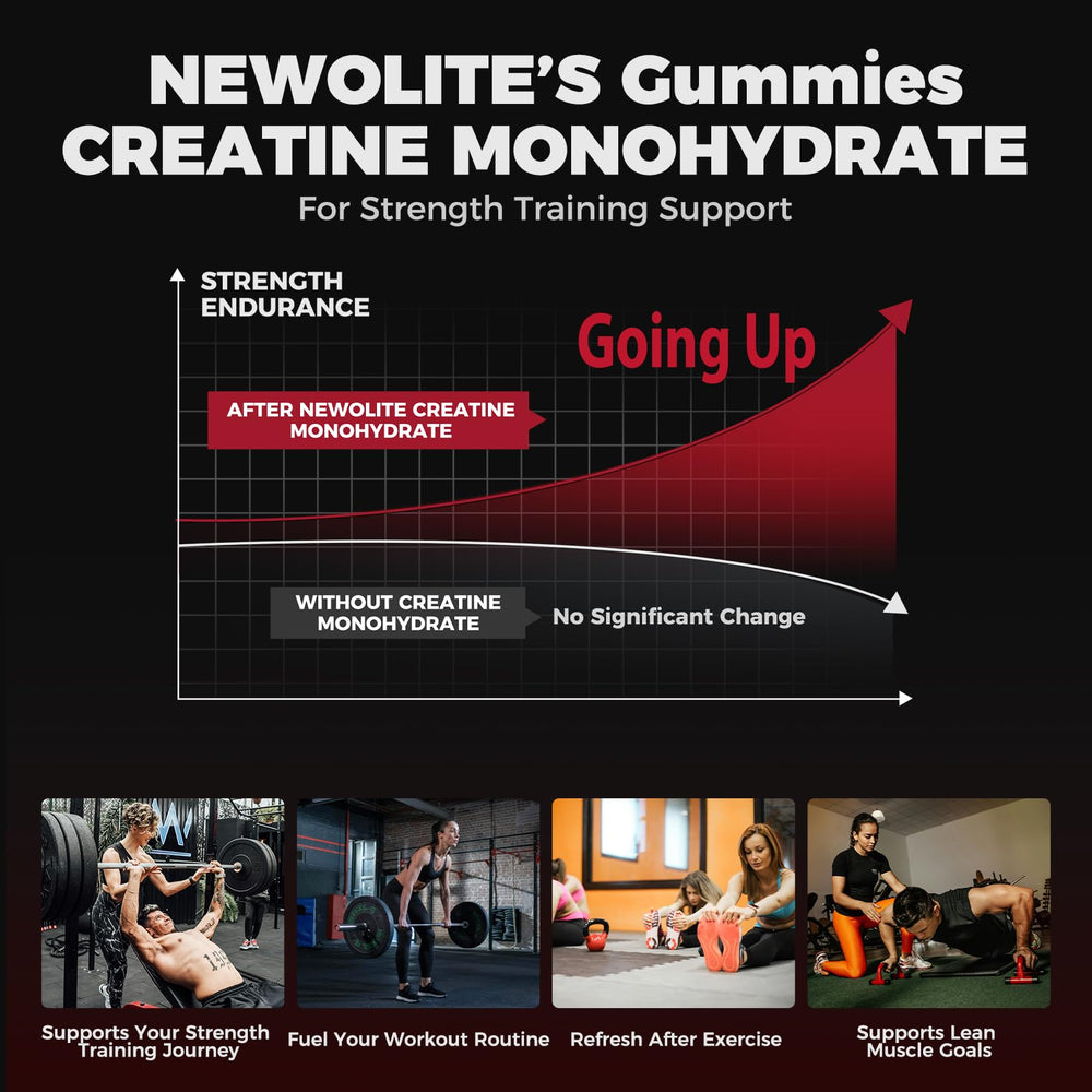 Close-up of NEWOLITE gummies with strawberry flavor and chewy texture