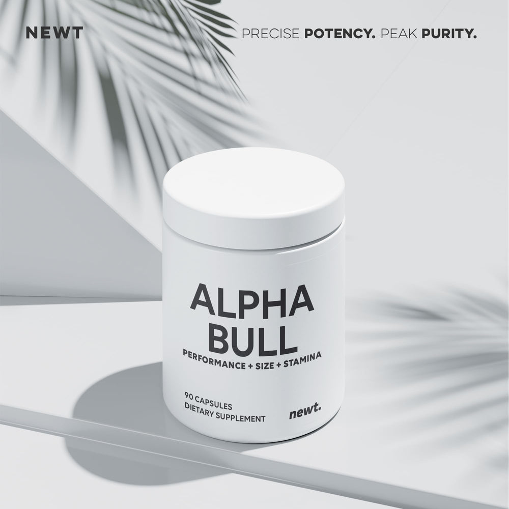 Newt Alpha Bull packaging display on shelf for easy shopping