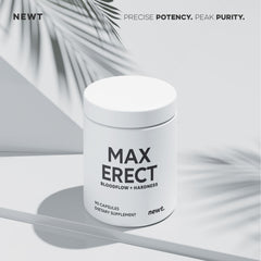 Newt Male Performance bottle back lists ingredients and daily use guidance.