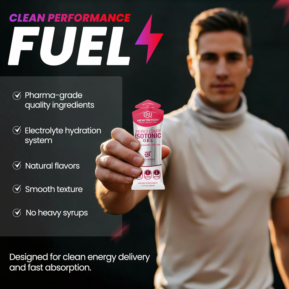 NewTrition Energy Gel Hydration Support helps maintain fluids in long sessions.