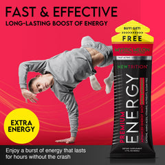 NewTrition energy shot ingredient panel emphasizes vitamins B and amino acids