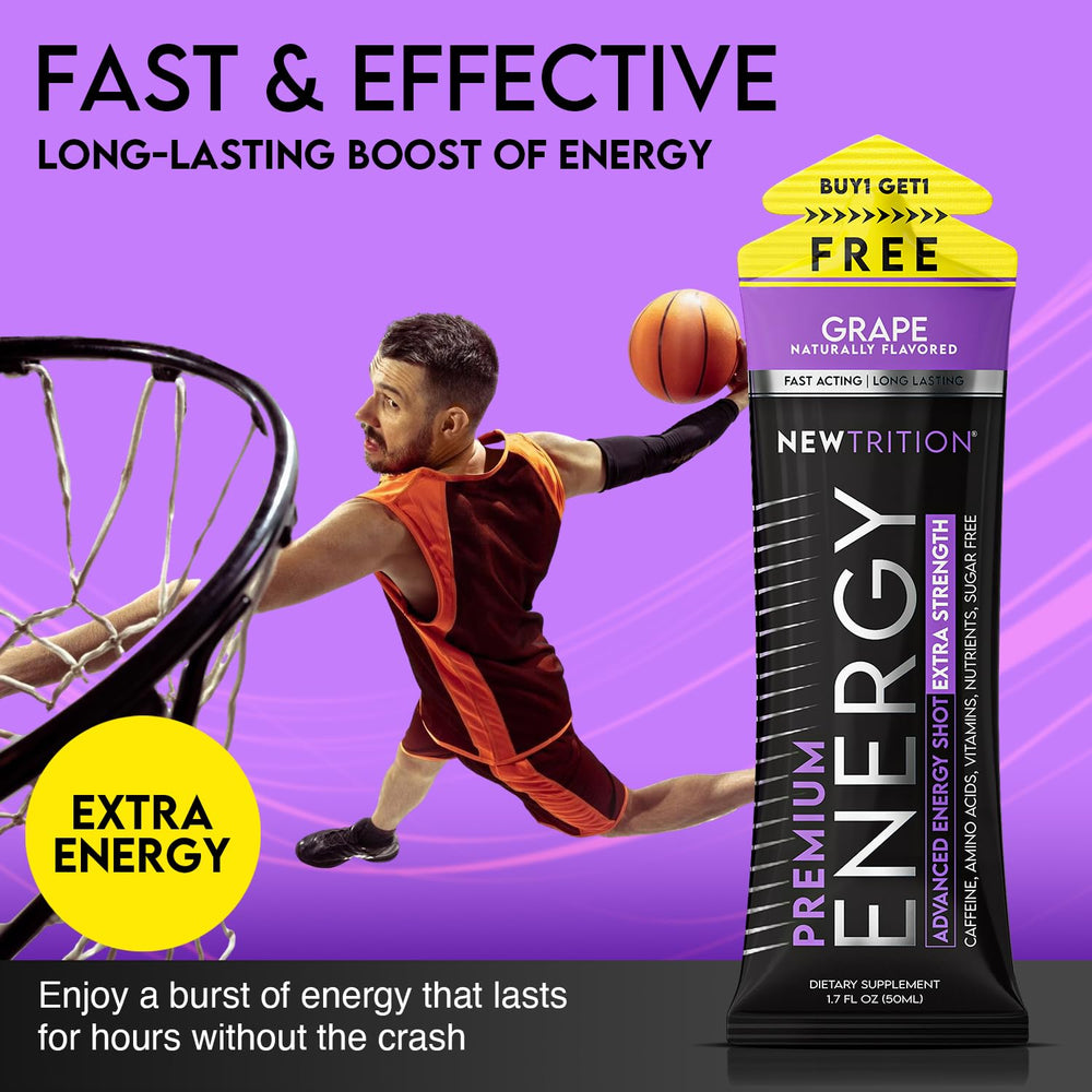 NewTrition energy shot being poured into a glass for zero-sugar energy