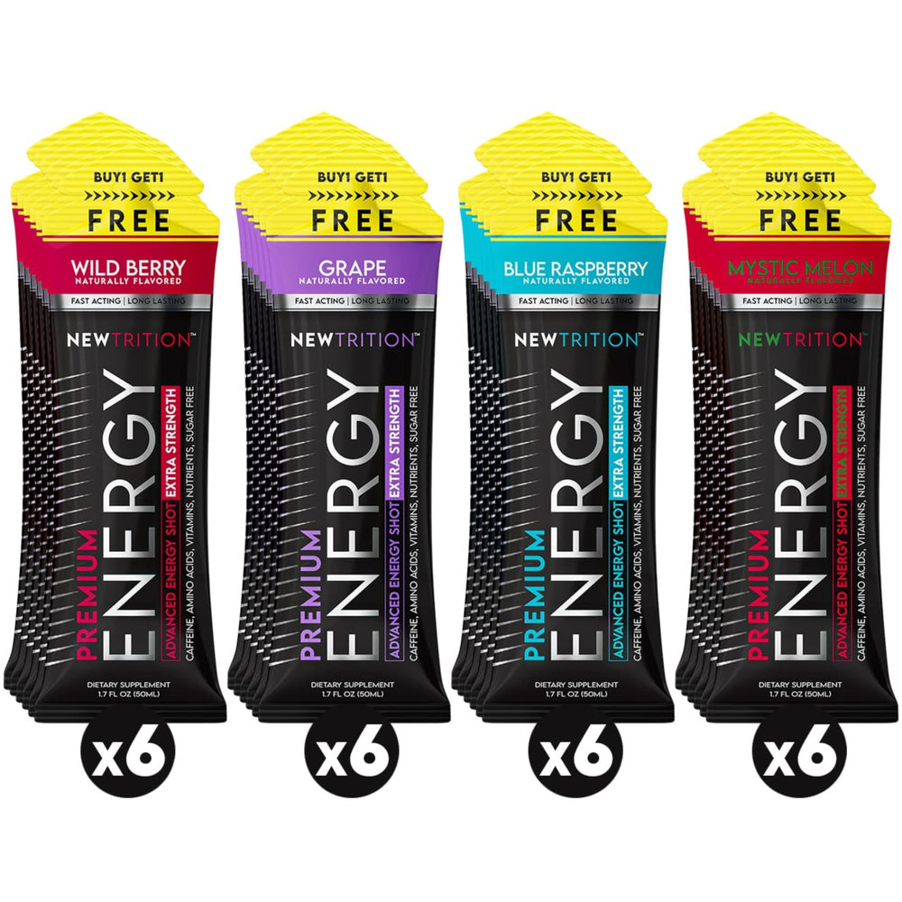 NewTrition energy shot blue raspberry for focused study and on-the-go use