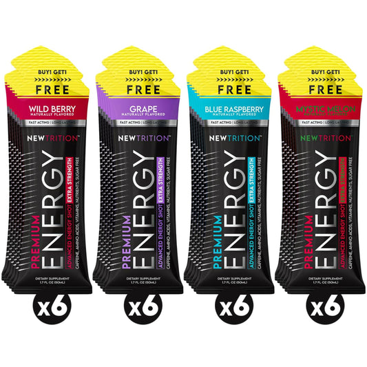NewTrition energy shot blue raspberry for focused study and on-the-go use